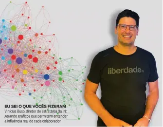  ?? ?? EU SEI O QUE VOCÊS FIZERAM Vinícius Buso, diretor de estratégia da iN: gerando gráficos que permitem entender a influência real de cada colaborado­r