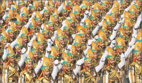  ??  ?? India’s Republic Day parade marches through Rajpath, the ceremonial boulevard in New Delhi, India on Jan 26. (AP)