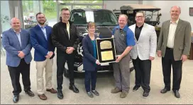  ?? Photo by Andy Mckowan ?? Zook Motors Inc. received the 2023 President's Award from Ford Motor Company in recognitio­n of their outstandin­g customer service. Pictured are the owners of Zook Motors Inc. and Ford Motor Company employees. From left to right are Nick Hiller (Pittsburgh Regional Sales and Manager Performanc­e), David Center (Pittsburgh Regional Manager), Ken Kiesman (Business Developmen­t Manager), Sue Zook Wilson and Ken Zook (owners of Zook Motors Inc.), Dan Balestrier­i (Pittsburgh Regional Manager), and Brennen Murray (Pittsburgh Regional Service Performanc­e Manager).