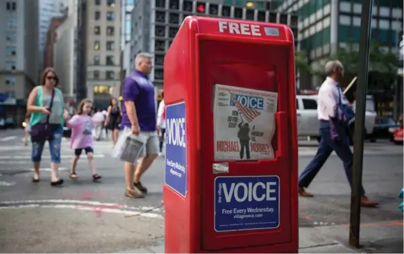  ?? MICHAEL NAGLE/BLOOMBERG ?? The venerable Village Voice is ceasing print distributi­on. In its heyday, the journalism alt weeklies produced was top shelf. The Voice published columns by its co-founder, Norman Mailer.