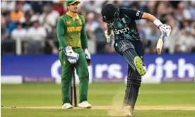  ?? Photograph: Oli Scarff/AFP/Getty Images ?? Joe Root’s wicket proved the final blow to England’s hopes of chasing down South Africa’s total in the first ODI at Durham on Tuesday.