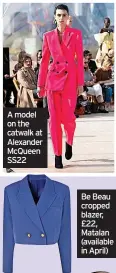  ?? ?? A model on the catwalk at Alexander McQueen SS22