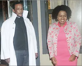  ?? (Pic: Sibusiso Shange) ?? Leader of Nazareth Baptist Church, His Holiness Unyazi Lwezulu Shembe (L), after he was officially welcomed by the Minister of Home Affairs, Princess Lindiwe, at Esabelweni in Bethany, Mahlanya yesterday.