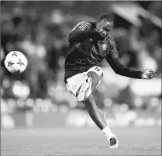  ?? — Reuters photo ?? Manchester United’s Romelu Lukaku warms up before the Champions League match against FC Basel at Old Trafford stadium in Manchester, Britain, in this Sept 12 file photo.