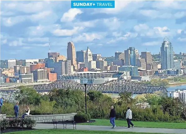  ?? PHOTOS BY STEVE STEPHENS/SPECIAL TO COLUMBUS DISPATCH ?? Covington’s Devou Park offers stunning views of Cincinnati from far above the Ohio River.