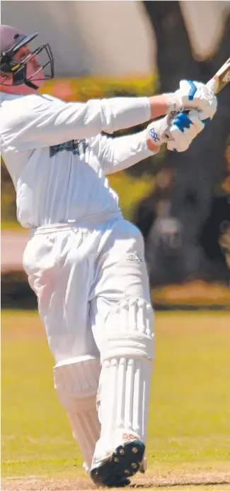  ?? ?? Wests batsman Luke Lamborn launches a ball behind square leg. Picture: Evan Morgan