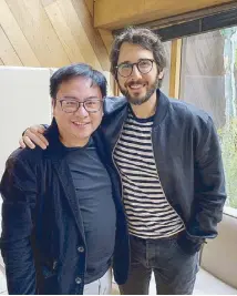  ??  ?? Josh Groban (below, with the author) says he will be singing his greatest hits ‘to be able to thank the fans in the Philippine­s for being with me through all these two decades.’