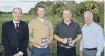  ??  ?? Andy Holmes, vice captain of Kirkby, Steve Uzzell, Sam Middleton and Alliance president Dennis Jones