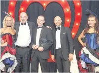  ??  ?? ●● Alan MacDougall, Stevan Taylor and Matt Dawson at the Baking Industry Awards
