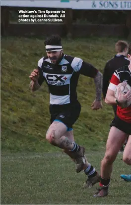  ??  ?? Wicklow’s Tim Spencer in action against Dundalk. All photos by Leanne Sullivan.