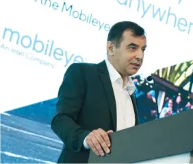  ?? (Jeenah Moon/Reuters) ?? MOBILEYE CEO Amnon Shashua speaks during a news conference at the Nasdaq Market site in New York, in 2021.