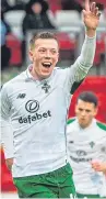  ??  ?? Callum McGregor races away to celebrate after scoring Celtic’s sixth of the afternoon.