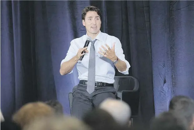  ?? VINCENZO D’ALTO / POSTMEDIA NEWS ?? Prime Minister Justin Trudeau at a September town hall meeting in Montreal. The media weren’t told about an Oct. 6 meeting on electoral reform.
