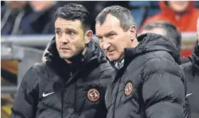  ??  ?? Tangerines boss Csaba Laszlo and his assistant, Laurie Ellis.