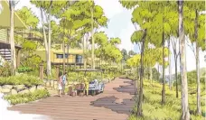  ?? Picture: Gold Coast City Council ?? Artist’s impression of the proposed Outback Lodge project by Village Roadshow theme parks for a site in Oxenford.