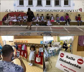  ?? (Photos Thibaut Parat) ?? Seuls les parents des écoliers entrant en petite section ont été autorisés à pénétrer dans l’école.