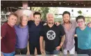  ??  ?? Marc Murphy, Jonathan Waxman, Rocco DiSpirito, Guy Fieri, Scott Conant and Justin Warner as seen in “Guy’s Ranch Kitchen”