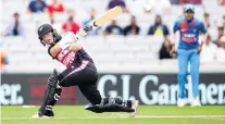  ?? PHOTO: GETTY IMAGES ?? White Ferns wicketkeep­erbatsman Katey Martin sweeps during game two of her team’s twenty20 series against India at Eden Park in Auckland yesterday.