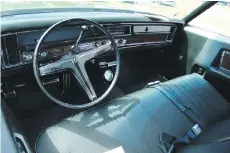  ??  ?? The Pontiac Grand Parisienne’s luxurious interior, lovingly restored, features tilt steering, power windows and an eight track tape player.