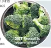  ??  ?? DIET Broccoli is recommende­d