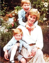  ??  ?? Memorial to Mum: Princes with Diana in 1992