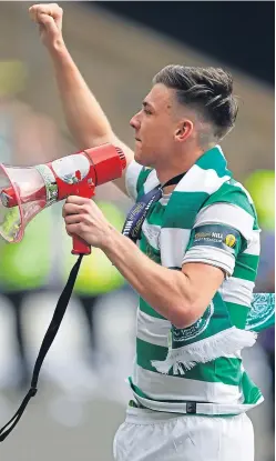  ?? Picture: Getty. ?? Celtic defender Kieran Tierney celebrates after the Scottish Cup final win over Motherwell at Hampden.