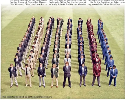  ?? ?? The eight teams lined up at the openingcer­emony