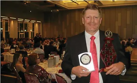  ?? PHOTO: CONTRIBUTE­D ?? RECOGNITIO­N: Warra farmer Brendan Taylor won the inaugural Ben Coleman Award for his commitment to the grains industry at the Australian Summer Grains Conference recently.