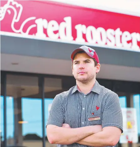  ?? NOT AMUSED: Red Rooster franchisee Michael Jones had two charity tins stolen from his store. Picture: ZAK SIMMONDS ??