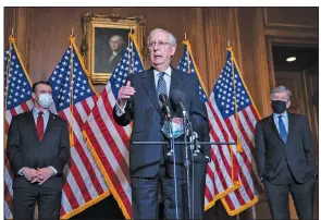  ?? (AP/Sarah Silbiger) ?? Senate Majority Leader Mitch McConnell suggested Tuesday that the business liability protection­s he supports be set aside from the negotiatio­ns in exchange for Democrats dropping their demands for state government aid.