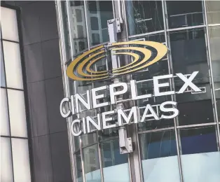  ?? AARON VINCENT ELKAIM/THE CANADIAN PRESS ?? Cineplex Inc. agreed to a friendly takeover deal that valued the company at $2.8 billion, including debt, proving a prediction made for 2019 correct.