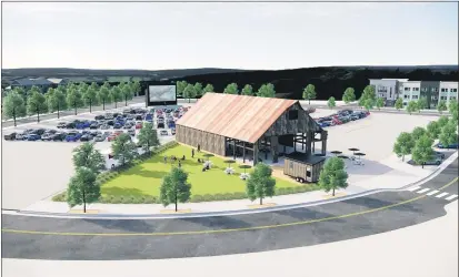  ?? COURTESY OF GONZALES DEVELOPMEN­T CO. ?? An artist’s rendering shows the Meriam Park Drive-In Theater with a full complement of vehicles at East 20th Street and Notre Dame Boulevard. The theater is expected to open Sept. 25.