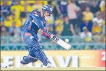  ?? ?? Lucknow Super Giants’ Quinton de Kock plays a shot during the Indian Premier League cricket match between Chennai Super Kings and Lucknow Super Giants in Lucknow, India. (AP)