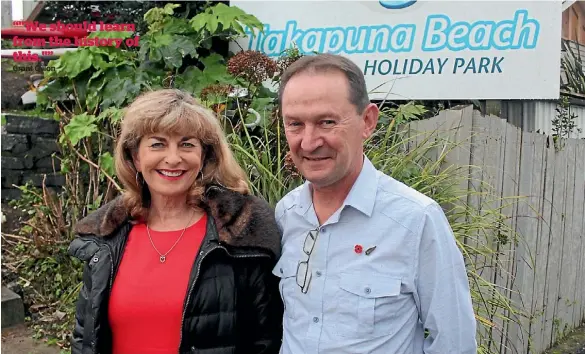  ?? TOM DILLANE/FAIRFAX NZ ?? Grant Gillon Save Takapuna Beach Holiday Park organisers, Jan Gopperth and Gavin Sheehan, outside the Takapuna reserve land they helped preserve.