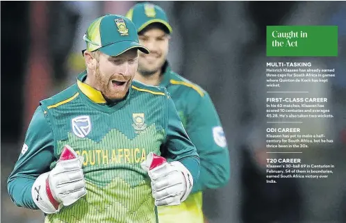  ?? Picture: AFP ?? Heinrich Klaasen is a great wicketkeep­er, slickness itself, but he is also a classy and innovative batsman.