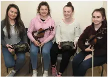  ??  ?? LEFT:Taking a break at the Cullen Culture Night were members of the All Ireland winning Crossfield Céilí Band Anna Buckley, Rathcoole; Anne Marie O’Neill, Sheila Kavanagh, Glantane and Leah Murphy, Dromagh. Pictures John Tarrant