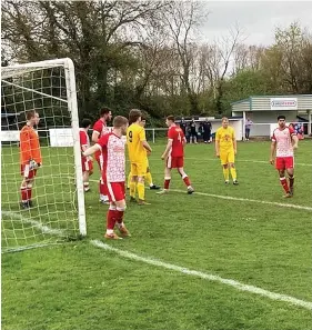  ?? ?? Action from Saturday’s match between Bishop Sutton v Wells City