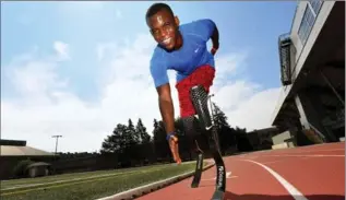  ?? BARRY GRAY, THE HAMILTON SPECTATOR ?? U.S. blade runner Patrick “Blake” Leeper, who won the silver medal behind legendary Oscar Pistorius at the 2012 Paralympic­s will try to break Pistorius’s 400-metre record at McMaster’s Twilight Meet on Tuesday at 8:30 p.m.