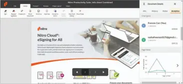  ??  ?? Nitro Productivi­ty Suite includes analytics to help enterprise businesses optimize digital workflows.