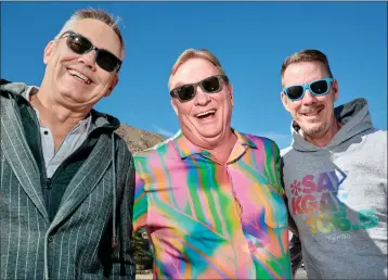  ?? PHOTOS BY MICHELLE GROSKOPF — THE NEW YORK TIMES ?? From left, Brad Fuhr, Chris Shebel and John Taylor of Coachella Valley station KGAY. Shebel says the station caters to gay men of Gen X age and older who enjoy Rihanna and Lady Gaga but still worship Donna Summer and Crystal Waters.