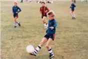  ??  ?? Beck to his roots: David playing football, aged ten