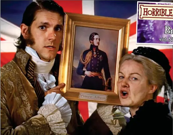  ??  ?? ‘DRIVEL’: Actors play Queen Victoria and her servant in the controvers­ial BBC Horrible Histories skit, during which the monarch is described as ‘foreign’