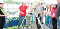  ??  ?? Ambassador Zhao Jianhua and Davao City Mayor Sara Duterte lead the groundbrea­king ceremony of the Chinese Embassy-funded Callaway Water Pumping Project in Davao City on May 10, 2018.