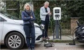  ?? Photograph: Andy Hall/the Observer ?? Ros Coward and her partner John top up their Renault Zoe at a charging point in Whitstable, Kent.