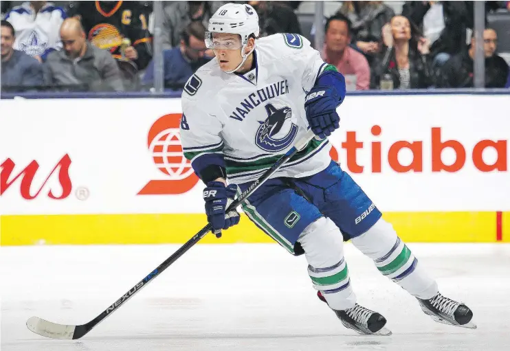  ?? — GETTY IMAGES FILES ?? Is Jake Virtanen on the block after his comments to The Hockey News about his time in the AHL? ‘Nope — not trading him,’ says Canucks GM Jim Benning.