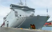  ??  ?? The HMNZS Canterbury berthed in Bluff before it heads to the Auckland Islands.