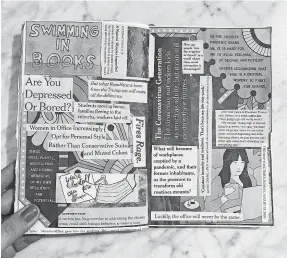  ?? YORK TIMES] [RACHEL DAWSON/THE NEW ?? A collage of newspaper clippings artfully fills a notebook.