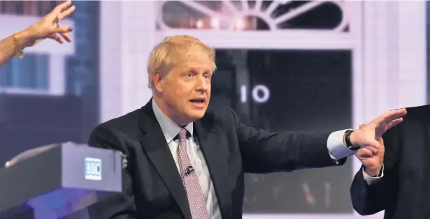  ??  ?? ●● MP Boris Johnson speaks during a Conservati­ve Leadership televised debate in London this week