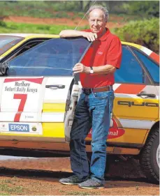  ??  ?? Zurück am Steuer: Hannu Mikkola gewann 1987 mit dem Audi 200 die Safari-Rallye.
