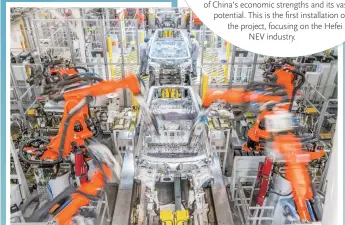  ?? Chen Tao/GT ?? Robotic arms install the doors in NIO Second Advanced Manufactur­ing Base in Hefei, East China’s Anhui Province on April 15, 2024. Photo: